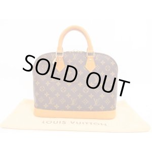 Photo: LOUIS VUITTON Monogram Leather Brown Hand Bag Purse Alma #4343