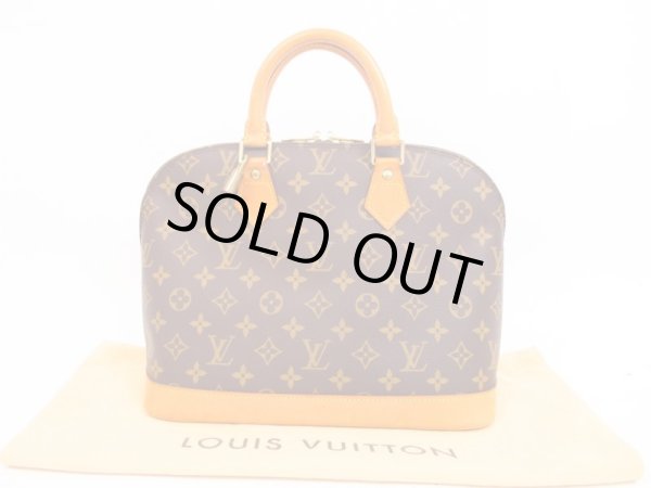 Photo1: LOUIS VUITTON Monogram Leather Brown Hand Bag Purse Alma #4343