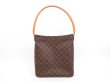 Photo1: LOUIS VUITTON Monogram Leather Brown Shoulder Bag Looping GM #4350