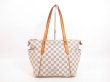 Photo1: LOUIS VUITTON Azur Leather White Tote&Shoppers Bag Totally PM #4356