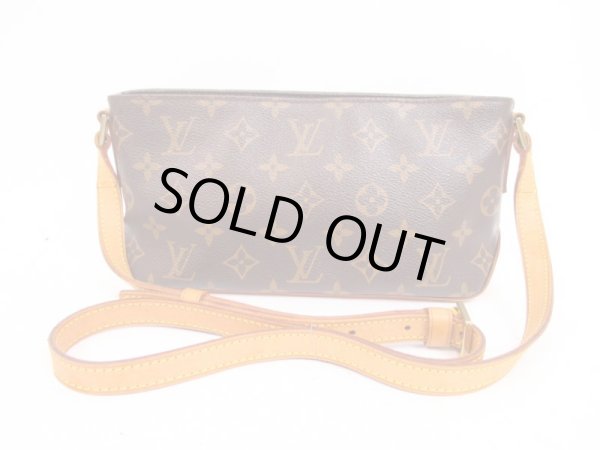 Photo1: LOUIS VUITTON Monogram Leather Brown Cross-body Bag Purse Trotteur #4357