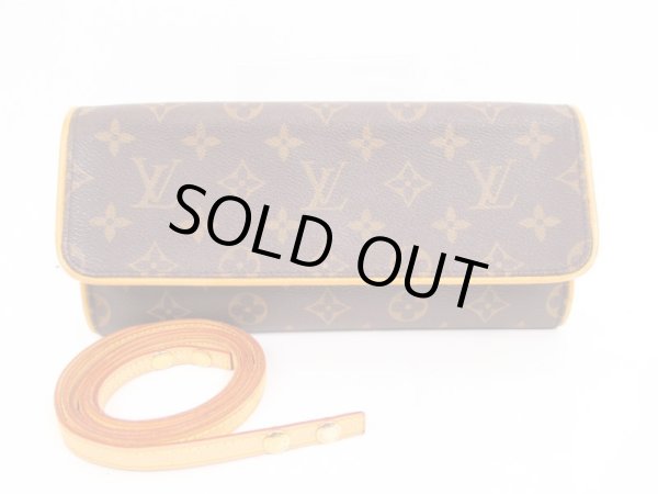 Photo1: LOUIS VUITTON Monogram Leather Brown Fanny Packs Pochette Twin GM #4358