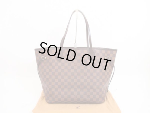 Photo1: LOUIS VUITTON Damier Leather Brown Tote&Shoppers Neverfull MM #4368