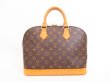 Photo1: LOUIS VUITTON Monogram Leather Brown Hand Bag Purse Alma #4371