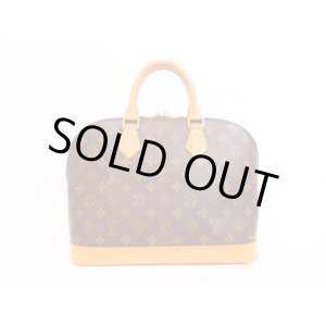 Photo: LOUIS VUITTON Monogram Leather Brown Hand Bag Purse Alma #4371