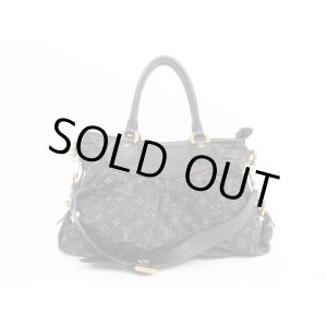 Photo: LOUIS VUITTON Monogram Denim Black Hand Bag w/Strap Neo Cabby MM #4372