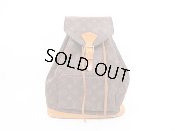 Photo1: LOUIS VUITTON Monogram Leather Brown Backpack Bag Montsouris GM #4384