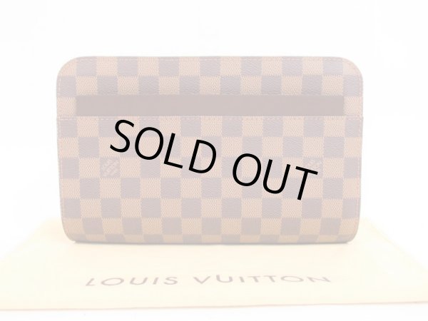 Photo1: LOUIS VUITTON Damier Leather Brown Clutch Bag Purse Saint Louis #4389