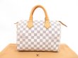 Photo1: LOUIS VUITTON Damier Azur Leather White Hand Bag Purse Speedy25 #4390