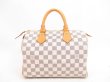 Photo2: LOUIS VUITTON Damier Azur Leather White Hand Bag Purse Speedy25 #4390