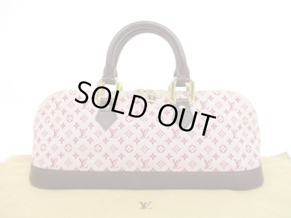 Photo1: LOUIS VUITTON Monogram Mini Canvas Red Hand Bag Alma Long #4401