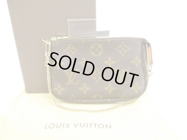 Photo1: LOUIS VUITTON Monogram Leather Brown Chain Pouch Accessories Pouch #4410