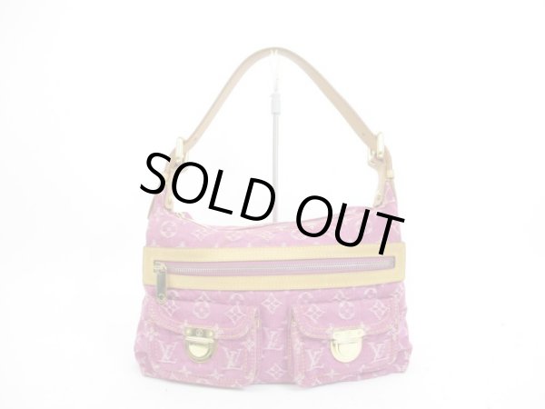 Photo1: LOUIS VUITTON Monogram Denim Pink Shoulder Bag Baggy PM #4413