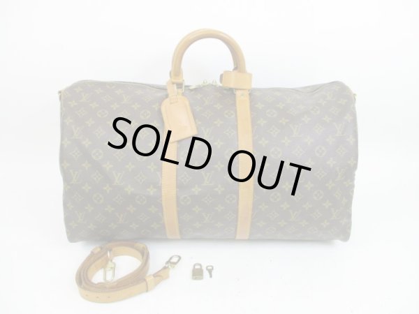 Photo1: LOUIS VUITTON Monogram Leather Brown Gym Bag Keepall 55 Bandouliere #4417