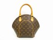 Photo1: LOUIS VUITTON Monogram Leather Brown Hand Bag Purse Ellipse PM #4436