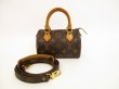 Photo1: LOUIS VUITTON Monogram Leather Brown Hand Bag Mini Speedy w/Strap #4452