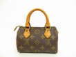 Photo2: LOUIS VUITTON Monogram Leather Brown Hand Bag Mini Speedy w/Strap #4452