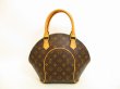 Photo1: LOUIS VUITTON Monogram Leather Brown Hand Bag Purse Ellipse PM #4454