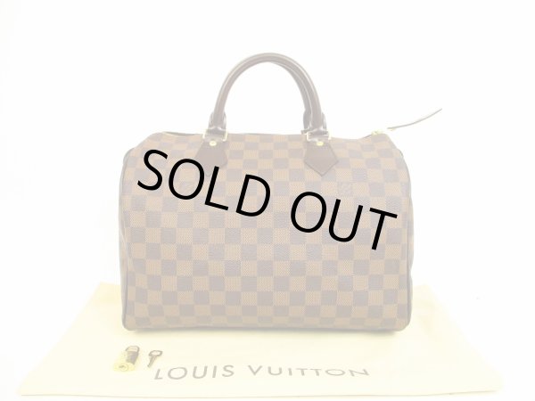 Photo1: LOUIS VUITTON Damier Leather Brown Hand Bag Purse Speedy30 #4470