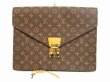 Photo1: LOUIS VUITTON Monogram Leather Brown Clutch Bag Document Case #4484