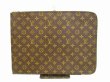 Photo1: LOUIS VUITTON Monogram Leather Brown Clutch Bag Document Case Purse #4486