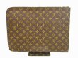 Photo2: LOUIS VUITTON Monogram Leather Brown Clutch Bag Document Case Purse #4486