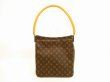 Photo1: LOUIS VUITTON Monogram Leather Brown Shoulder Bag Looping GM #4488