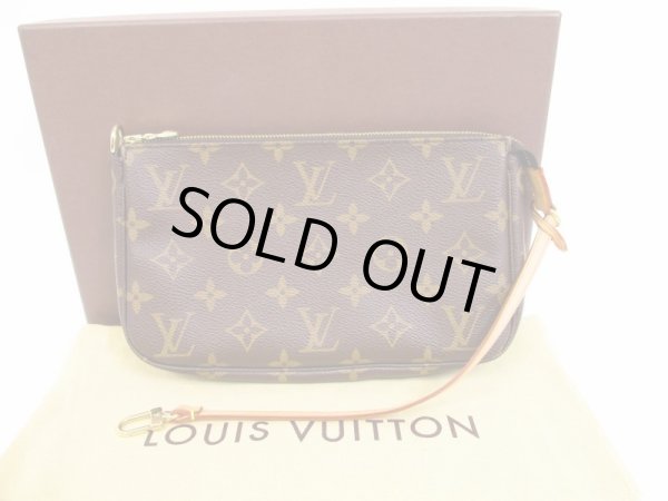 Photo1: LOUIS VUITTON Monogram Leather Brown Accessories Pouch Pochette #4493