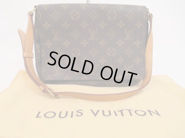 Photo1: LOUIS VUITTON Monogram Leather Brown Shoulder Bag Musette Tango Short #4502