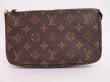 Photo2: LOUIS VUITTON Monogram Leather Brown Accessories Pouch Pochette #4508