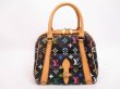 Photo1: LOUIS VUITTON Multi-color Leather Black Hand Bag Purse Priscilla #4510