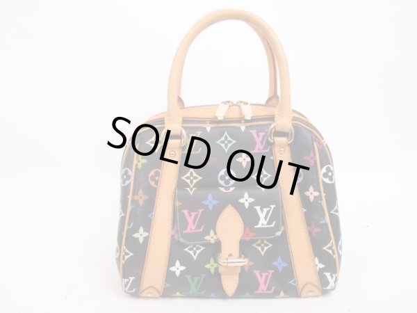 Photo1: LOUIS VUITTON Multi-color Leather Black Hand Bag Purse Priscilla #4510