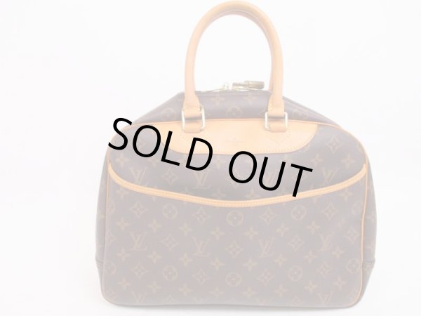 Photo1: LOUIS VUITTON Monogram Leather Brown Hand Bag Purse Deauville #4511