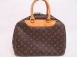 Photo2: LOUIS VUITTON Monogram Leather Brown Hand Bag Purse Deauville #4511