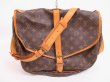 Photo1: LOUIS VUITTON Monogram Leather Brown Cross-body Bag Saumur 35 #4514