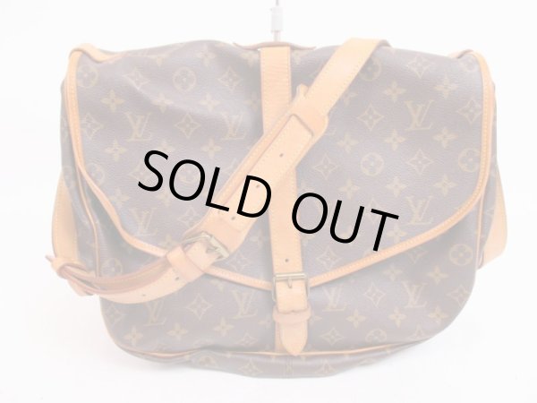 Photo1: LOUIS VUITTON Monogram Leather Brown Cross-body Bag Saumur 35 #4514