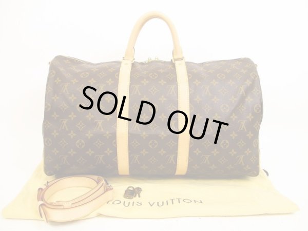 Photo1: LOUIS VUITTON Monogram Leather Brown Gym Bag Keepall 50 Bandouliere #4524