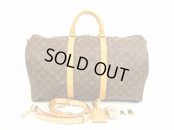 Photo1: LOUIS VUITTON Monogram Leather Brown Gym Bag Keepall 50 Bandouliere #4525