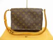 Photo1: LOUIS VUITTON Monogram Leather Brown Shoulder Bag Musette Tango Short #4533