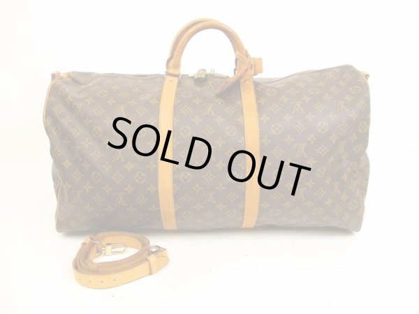 Photo1: LOUIS VUITTON Monogram Leather Brown Gym Bag Keepall 60 Bandouliere #4536