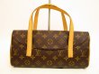 Photo1: LOUIS VUITTON Monogram Leather Brown Hand Bag Purse Sonatine #4558