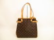 Photo1: LOUIS VUITTON Monogram Leather Brown Tote Bag Batignolles Vertical #4570