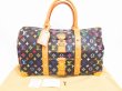 Photo1: LOUIS VUITTON Multi-color Leather Black Duffle&Gym Bag Keepall 45 #4588