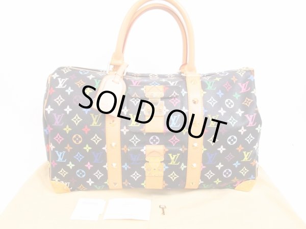 Photo1: LOUIS VUITTON Multi-color Leather Black Duffle&Gym Bag Keepall 45 #4588