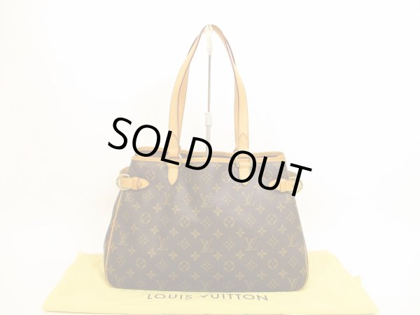 Photo1: LOUIS VUITTON Monogram Leather Brown Tote Bag Batignolles Horizontal #4592