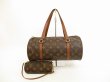 Photo1: LOUIS VUITTON Monogram Leather Brown Hand Bag Papillon 30 w/Pouch #4603