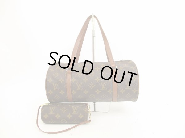 Photo1: LOUIS VUITTON Monogram Leather Brown Hand Bag Papillon 30 w/Pouch #4603