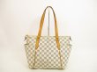 Photo1: LOUIS VUITTON Azur Leather White Tote&Shoppers Bag Totally PM #4611