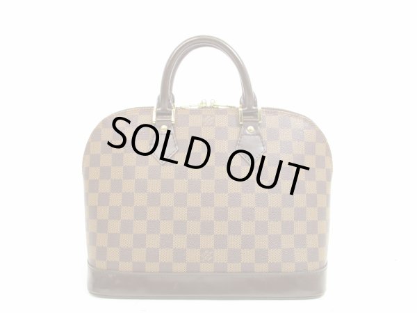 Photo1: LOUIS VUITTON Damier Leather Brown Hand Bag Purse Alma PM #4616