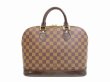 Photo2: LOUIS VUITTON Damier Leather Brown Hand Bag Purse Alma PM #4616